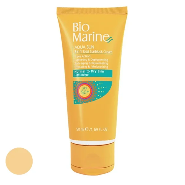 bio-marine-tinted-sunscreen-cream-spf50-for-dry-and-normal-skin-50ml-2 ضد آفتاب رنگی بایومارین پوست معمولی و خشک SPF50 - Image 1