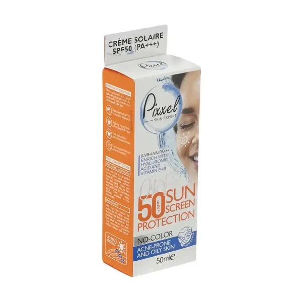 کرم ضد آفتاب بی رنگ SPF50 پوست چرب و جوشدار پیکسل 50 میلی لیتر