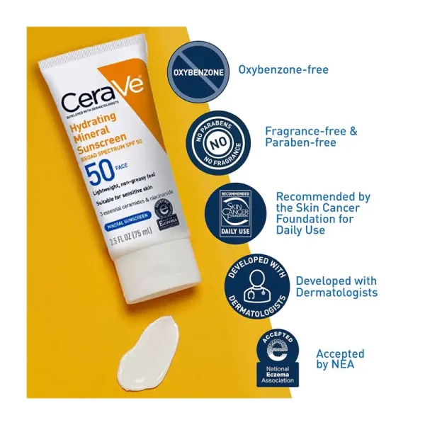 کرم ضد آفتاب مینرال آبرسان SPF50 سراوی 75 میلی لیتر