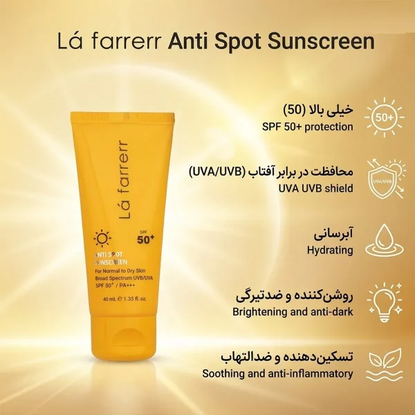 کرم ضد آفتاب لافارر برای پوست خشک و نرمال بی رنگ SPF50