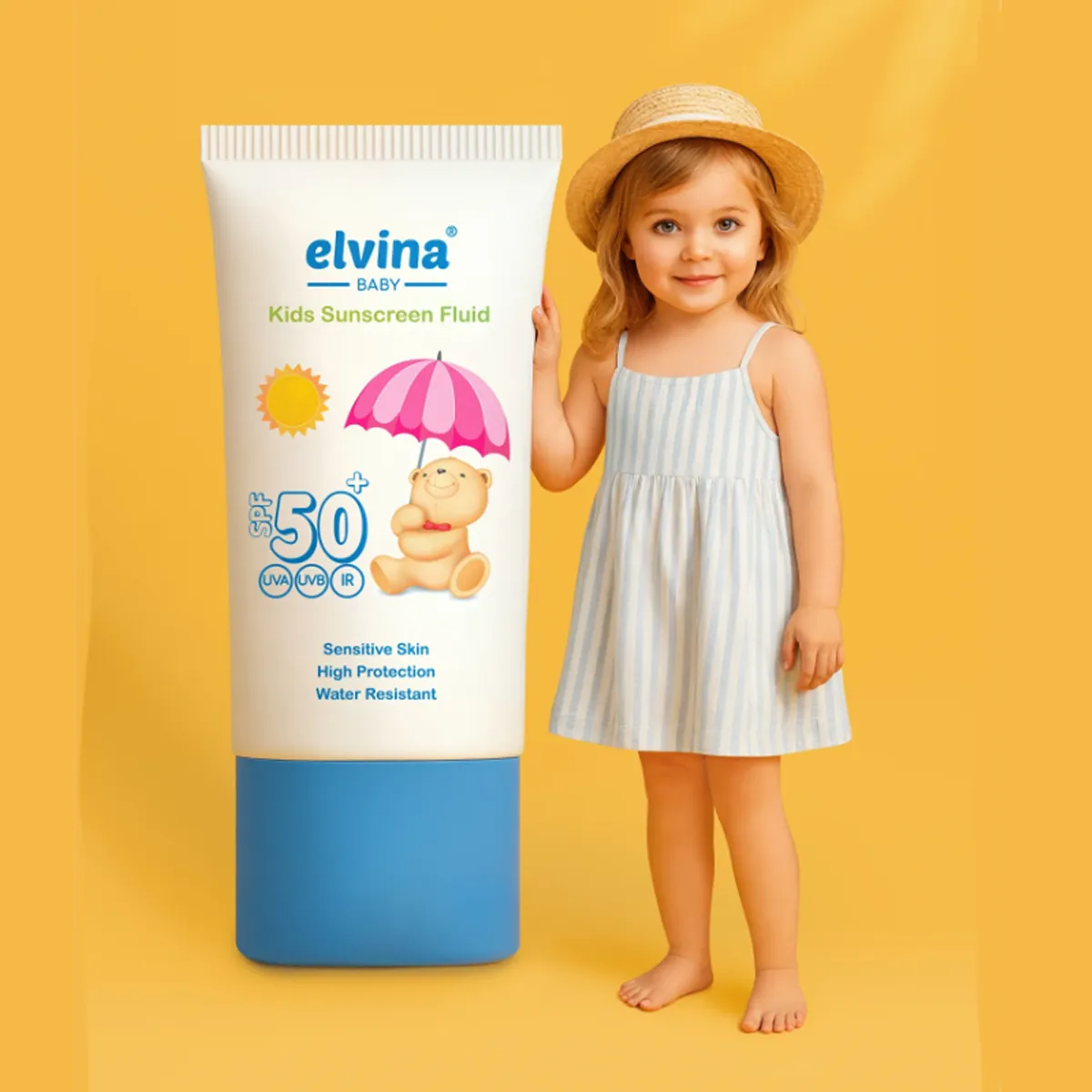 فلوئید ضد آفتاب کودک الوینا با spf50 حجم 50 میل