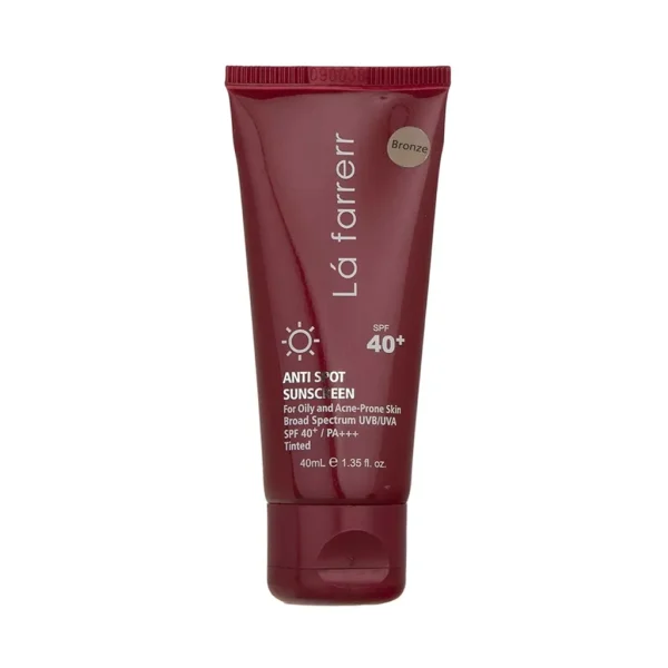 bronz ضد آفتاب و ضد لک رنگی لافارر SPF40 مناسب پوست چرب و آکنه دار حجم 40 میلی لیتر