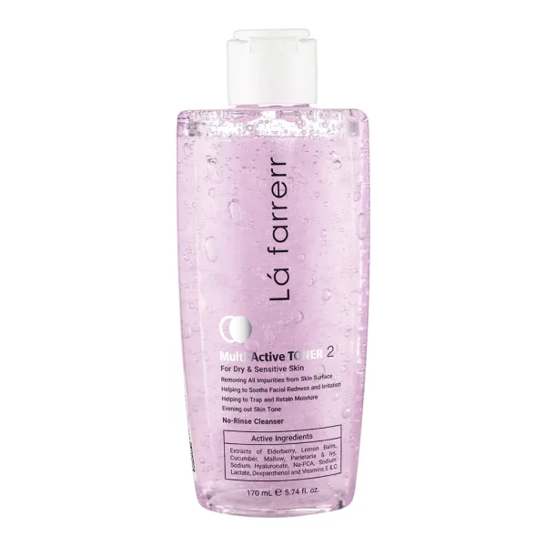 Lafarrerr Toner Multi Active 2 For Dry And Sensitive Skin 170ml تونر لافارر مدل مولتی اکتیو 2 مناسب پوست خشک و حساس حجم 170 میلی لیتر