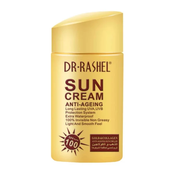 dr-rashel-anti-ageing-sun-cream-spf-75 کرم ضد آفتاب بی رنگ دکتر راشل SPF 100 مدل anti aging مناسب انواع پوست حجم 80 میلی لیتر - Image 1
