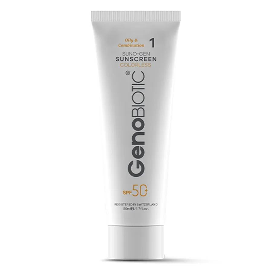 ضد آفتاب بی رنگ ژنوبایوتیک مدل Sunogen با SPF 50 مناسب پوست چرب و مختلط حجم 50 میلی لیتر